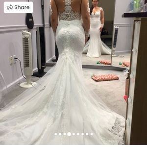 Custom made Italian lace wedding dress
